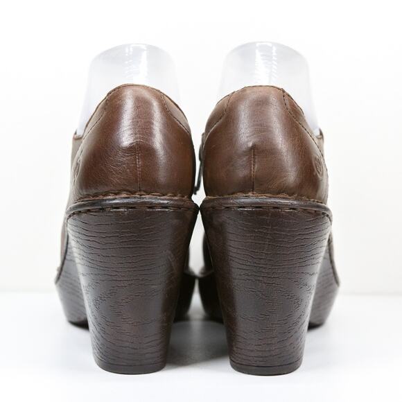 BORN Wedge Platform Ankle Booties Brown Leather Zip Up Boho Y2K 90s Womens Sz 8 - Picture 5 of 11